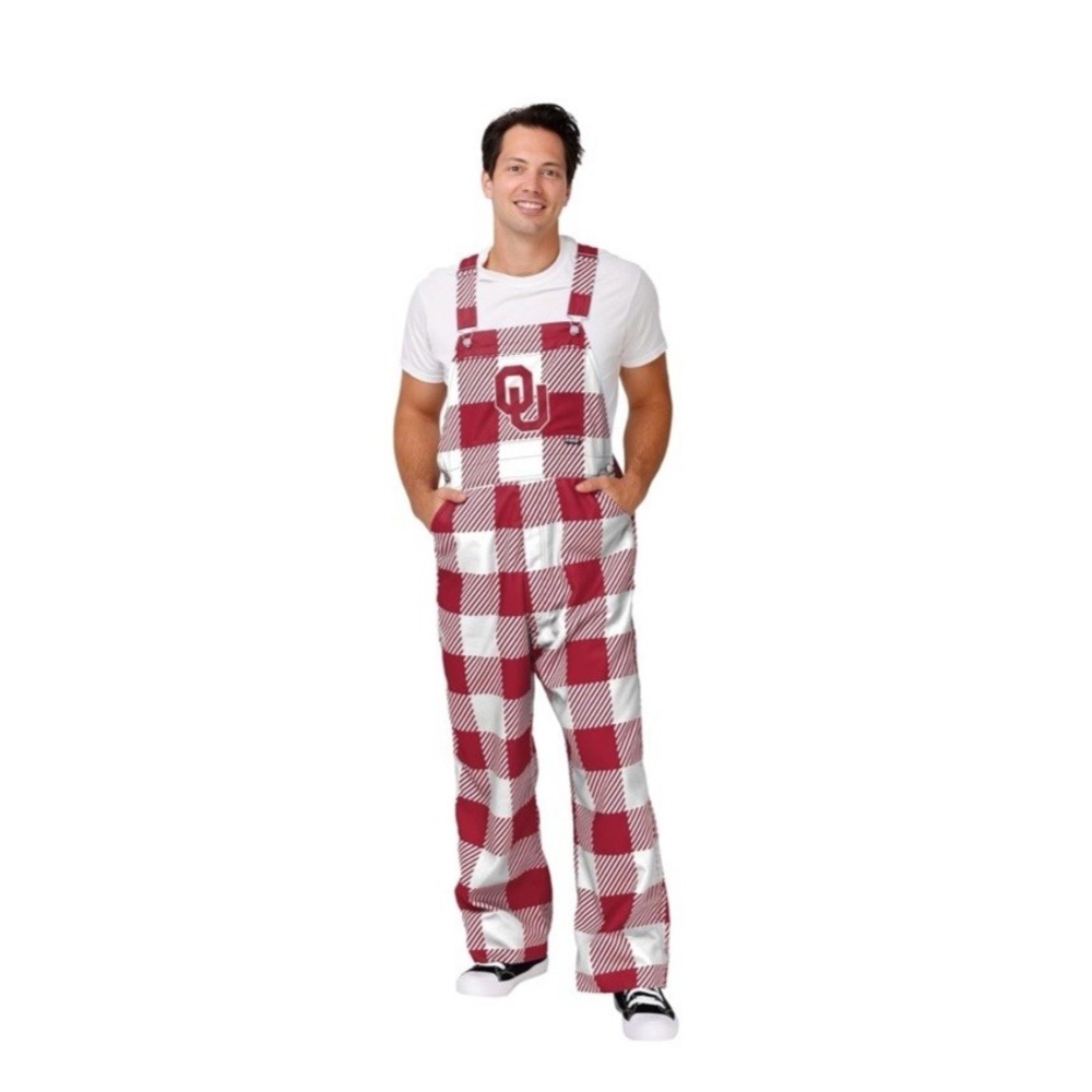 Men's Red and White Checkered Overalls